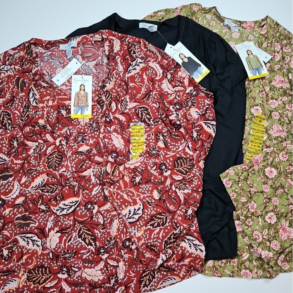 Jessica Simpson Womens Long Sleeve V-Neck Blouses Size Medium Lot of 3 - NWT
